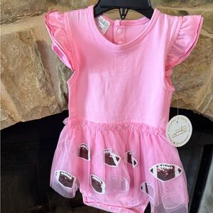 Wink Pink Tulle Football Appliqué Baby One-Piece Bodysuit